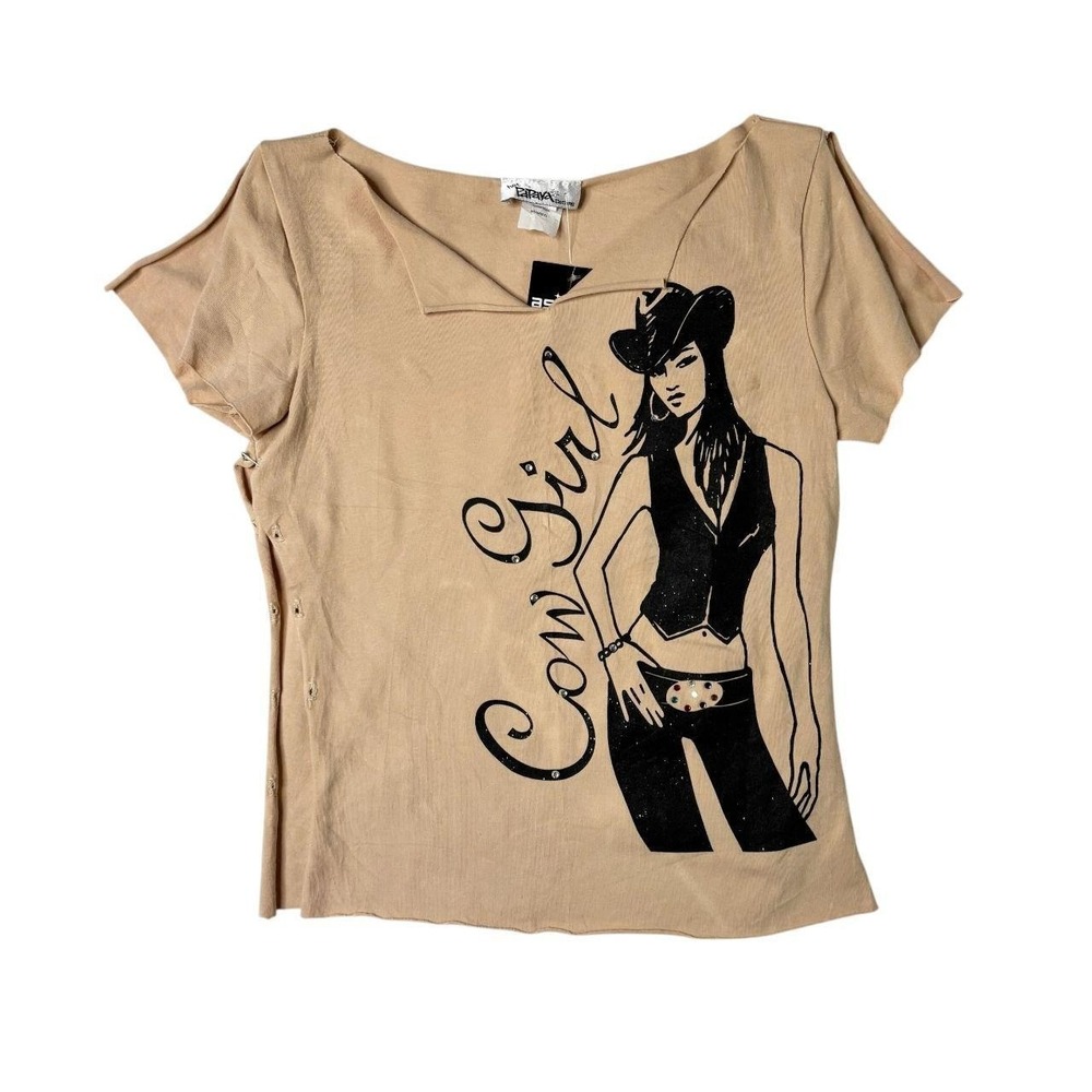 vintage Papaya cowgirl graphic baby tee
